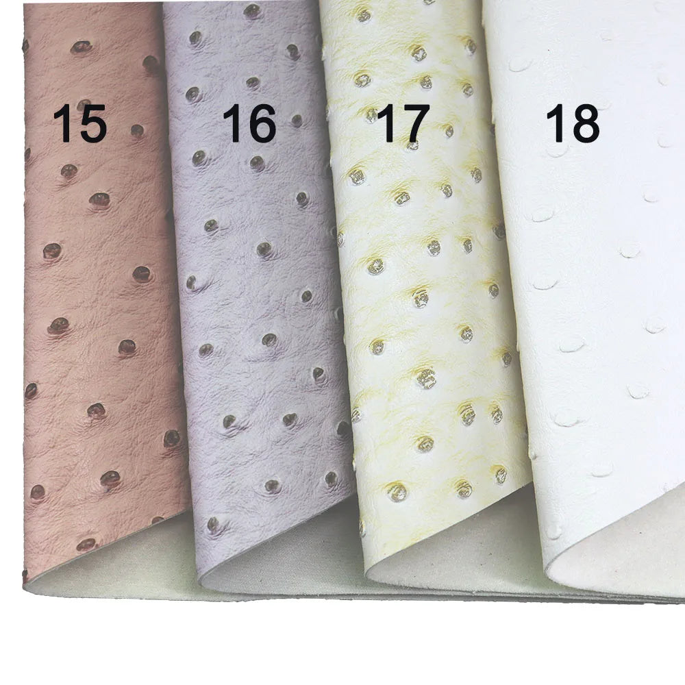 Plain Solid Ostrich Textured Embossed Faux Leather Fabric For Handbag Bag Decoration Textile Craft DIY CN461