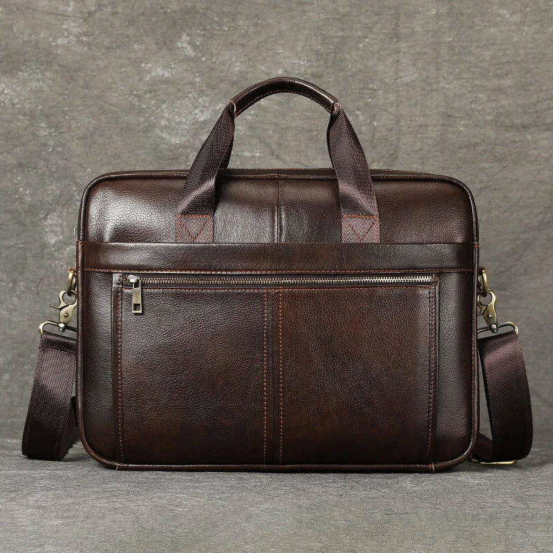 Men's Fashionable Genuine Leather Business Briefcase with Large Capacity151-inch laptop handbag made of top-grade cowhide