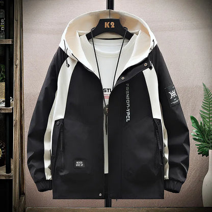 Men's High Streetwear Fashion Hooded Jackets 2026 Spring Autumn Loose Casual Coats Youth Outdoor Sports Windbreaker Top Clothing
