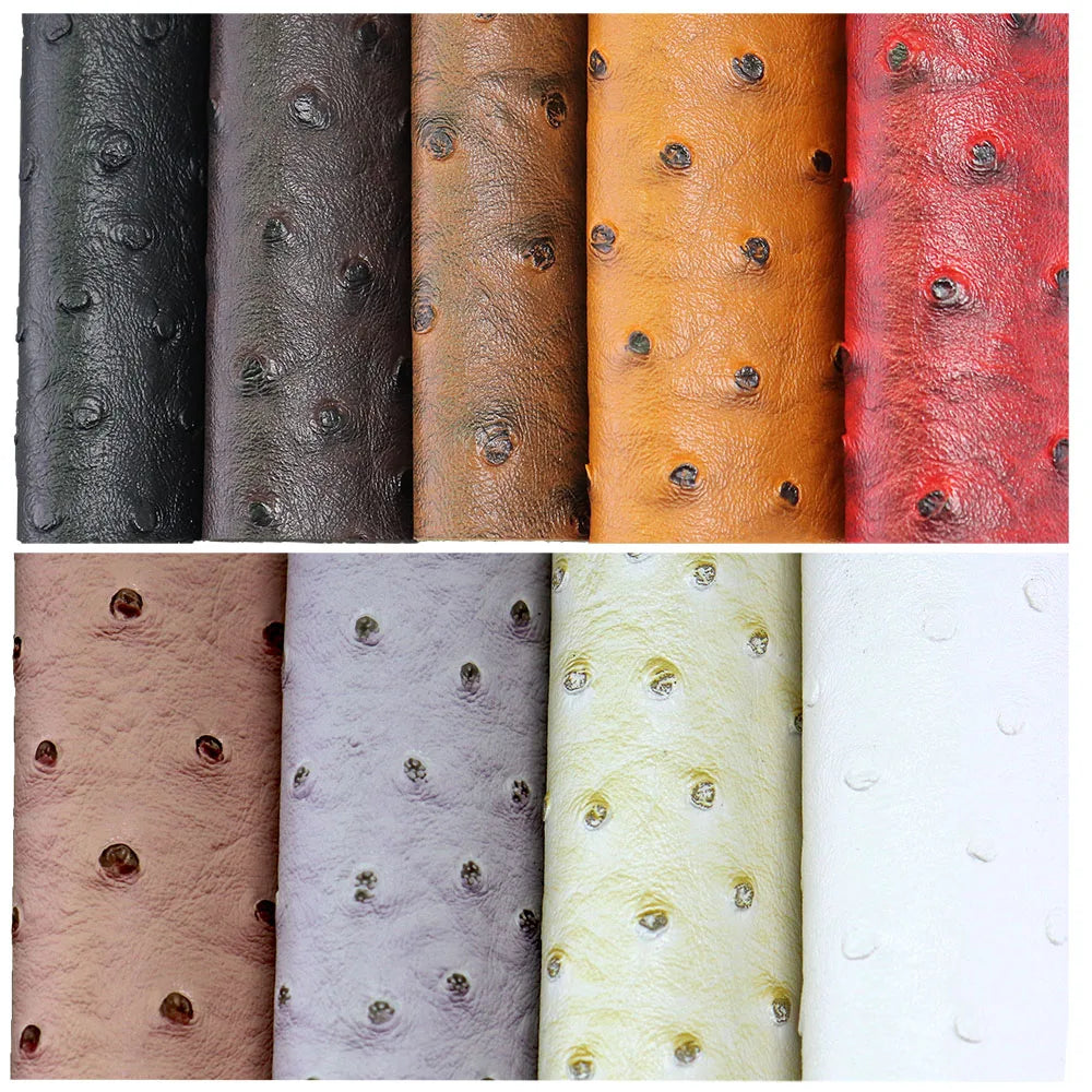 Plain Solid Ostrich Textured Embossed Faux Leather Fabric For Handbag Bag Decoration Textile Craft DIY CN461