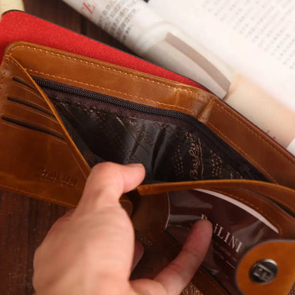 Men's Hunting Style PU Leather Wallet - Vintage Clutch with Multi-Card & Coin Holder, Outdoor Purse
