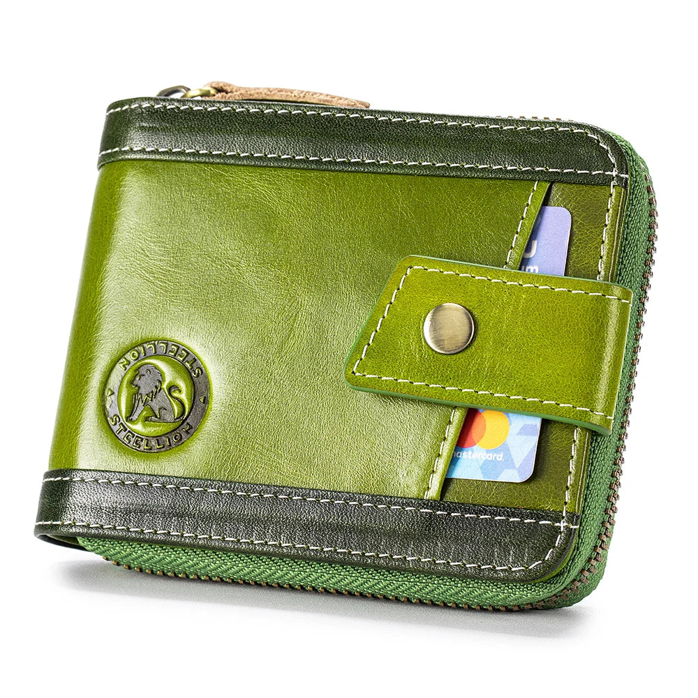 Leather wallet, men's leather coin purse, multi slot with photo album window, anti-theft brush, perfect gift item