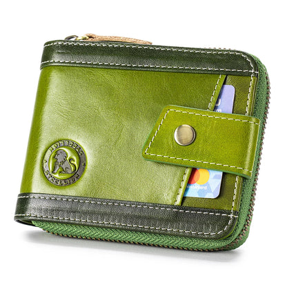 Leather wallet, men's leather coin purse, multi slot with photo album window, anti-theft brush, perfect gift item