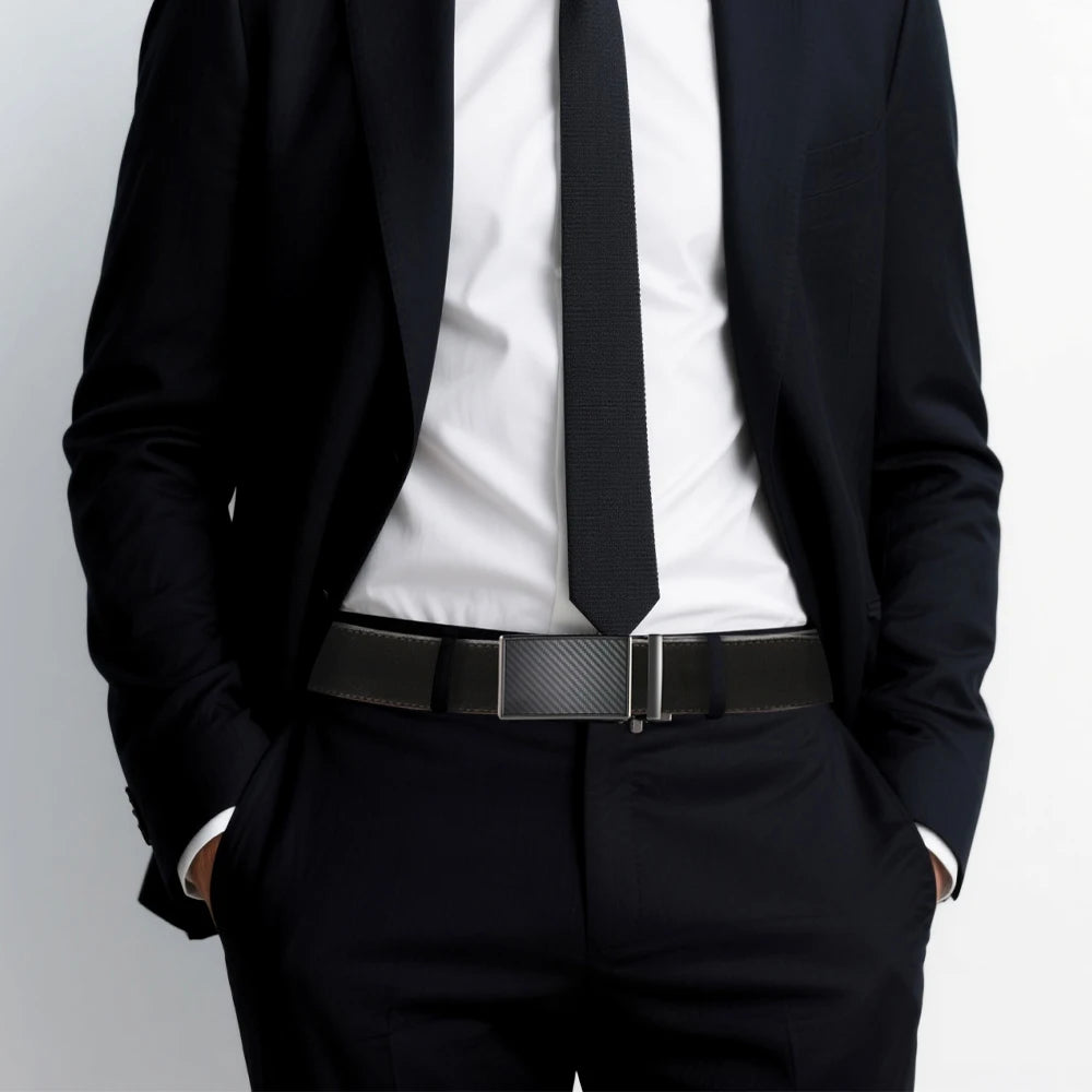 Leather belt men High Quality PU Leather Belts, Automatic Buckle Belt, Adjustable No Hole Belt Jeans Belt for Men