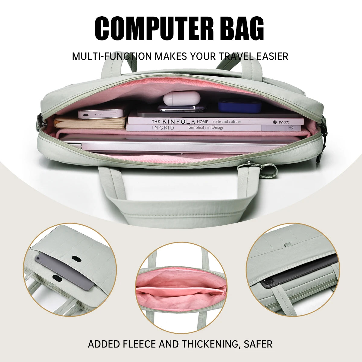 Customized Logo Laptop Bag, High-End Tablet Storage Shoulder Tote Bag,Briefcase, Commuter Handbag, Women's iPad Personalized DIY