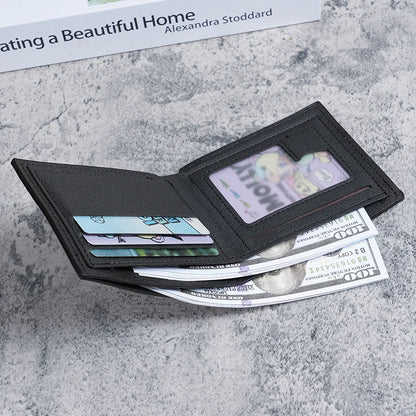New men's wallets men's short wallet youth fashion checkered horizontal soft wallet large capacity multi-card wallet.