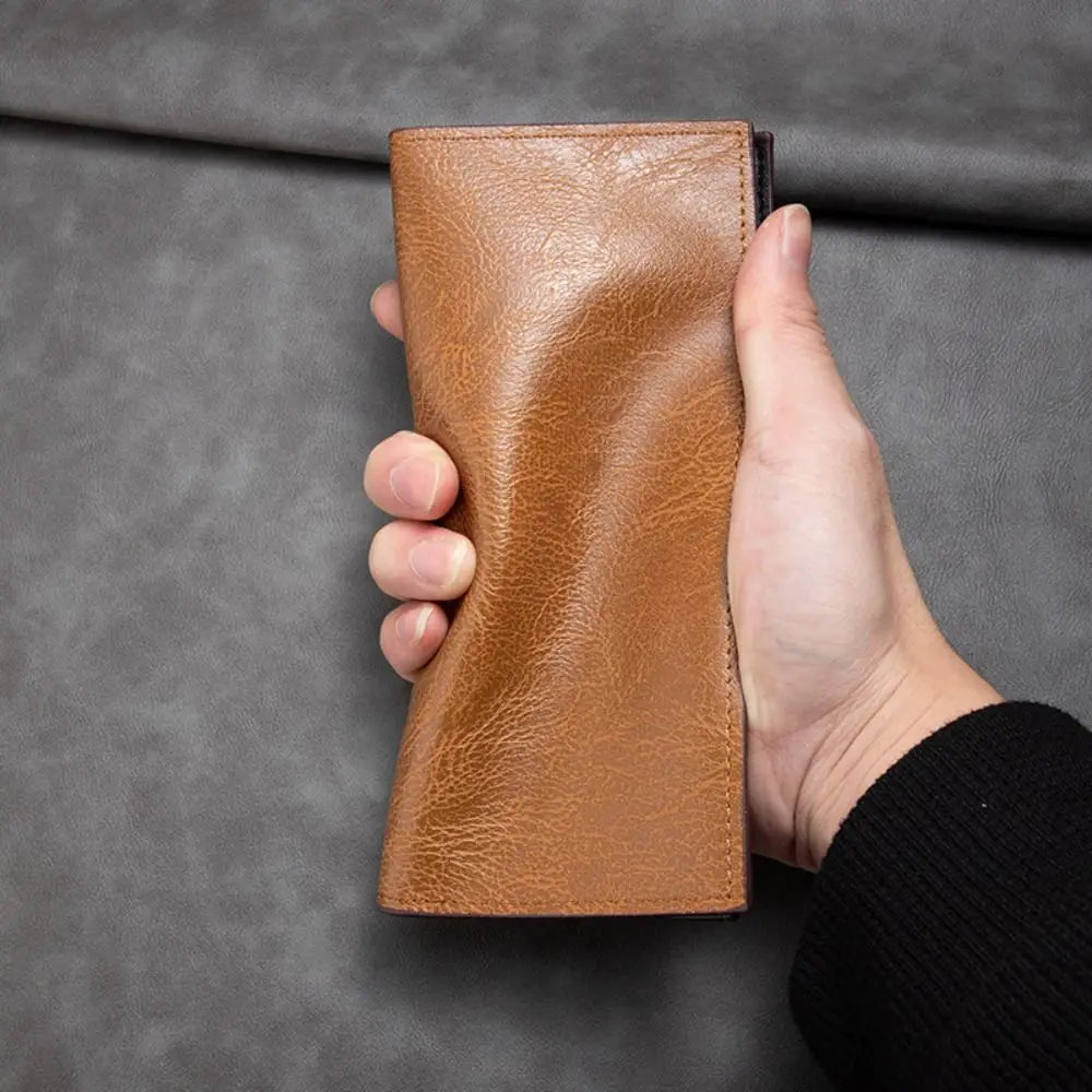 PU Leather Long Wallet For Men Durable Multiple Slots Men Card Holder Thin Soft Men Wallet Card Bag Large Banknote  Money Purses