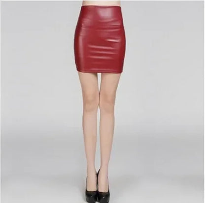 New Leather Skirt Women Fashion High Waist PU Leather Skinny Thicken Mini Hip Skirt Sexy  for Sex Women's Skirt