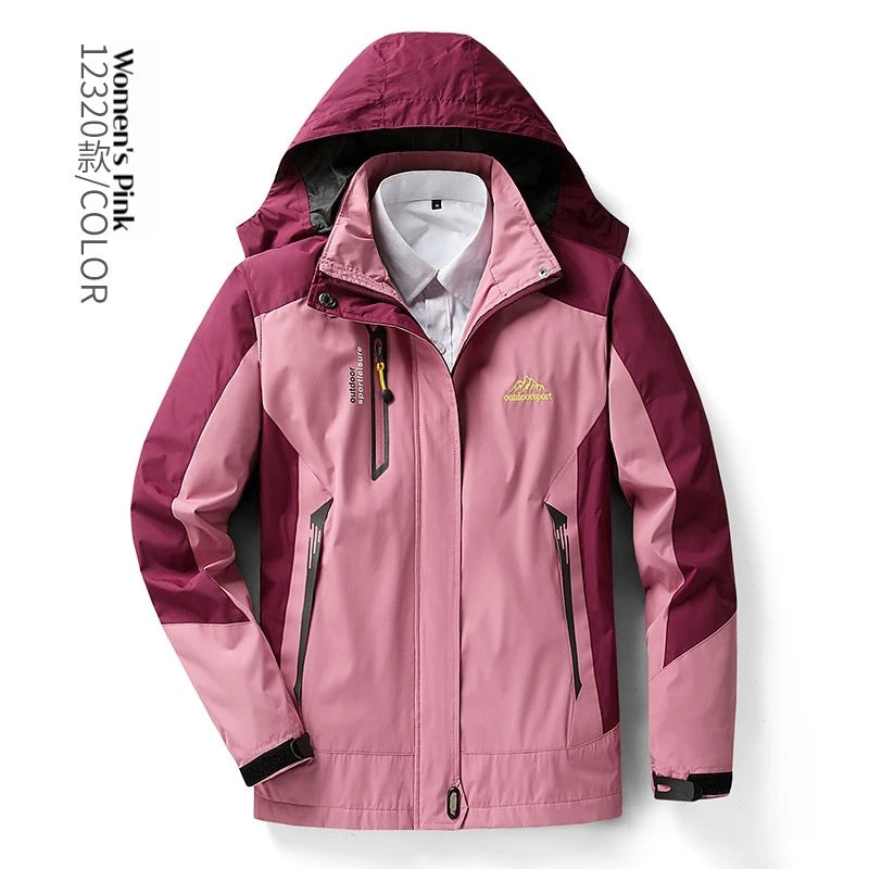 Men's Waterproof Windproof Rain Jacket Hiking Trekking Ski Outdoor Sports Coat Lightweight Packable Hooded Raincoat for Travel