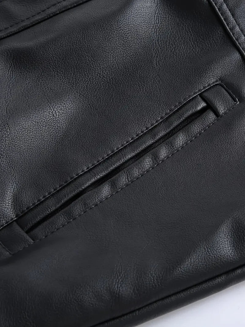 Motorcycle Leather Jackets Man Casual Fashion Motorcycle Coat Slim Fit Lapel PU Jackets Autumn Anti-wind Leather Coat Male