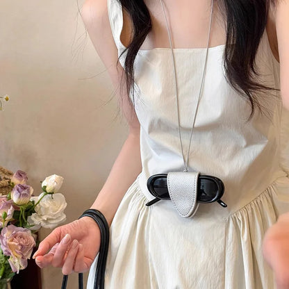 Leather Neck Strap Glasses Bag Simple Hanging Neck Pouch Pendant Storage Hanging Rope Sunglasses Clip Women Fashion Accessories