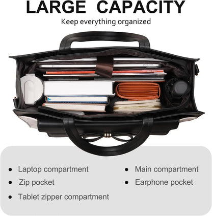 Laptop Bag Women Handbag Cross body Shoulder PU Leather Tote Bag Fashion Office Business Computer Briefcase for MacBook HP Dell