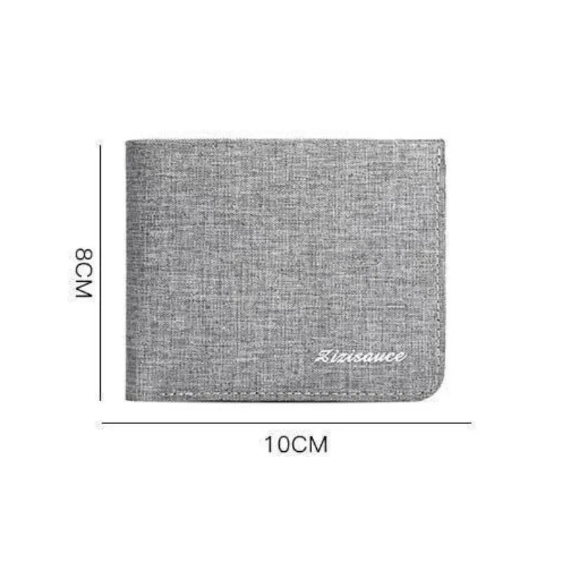 Canvas Men Wallet Black Money Bag Short Purse Gray Id/Photo/Bank Holder For Business Trips Everyday Use Organizing Essentials
