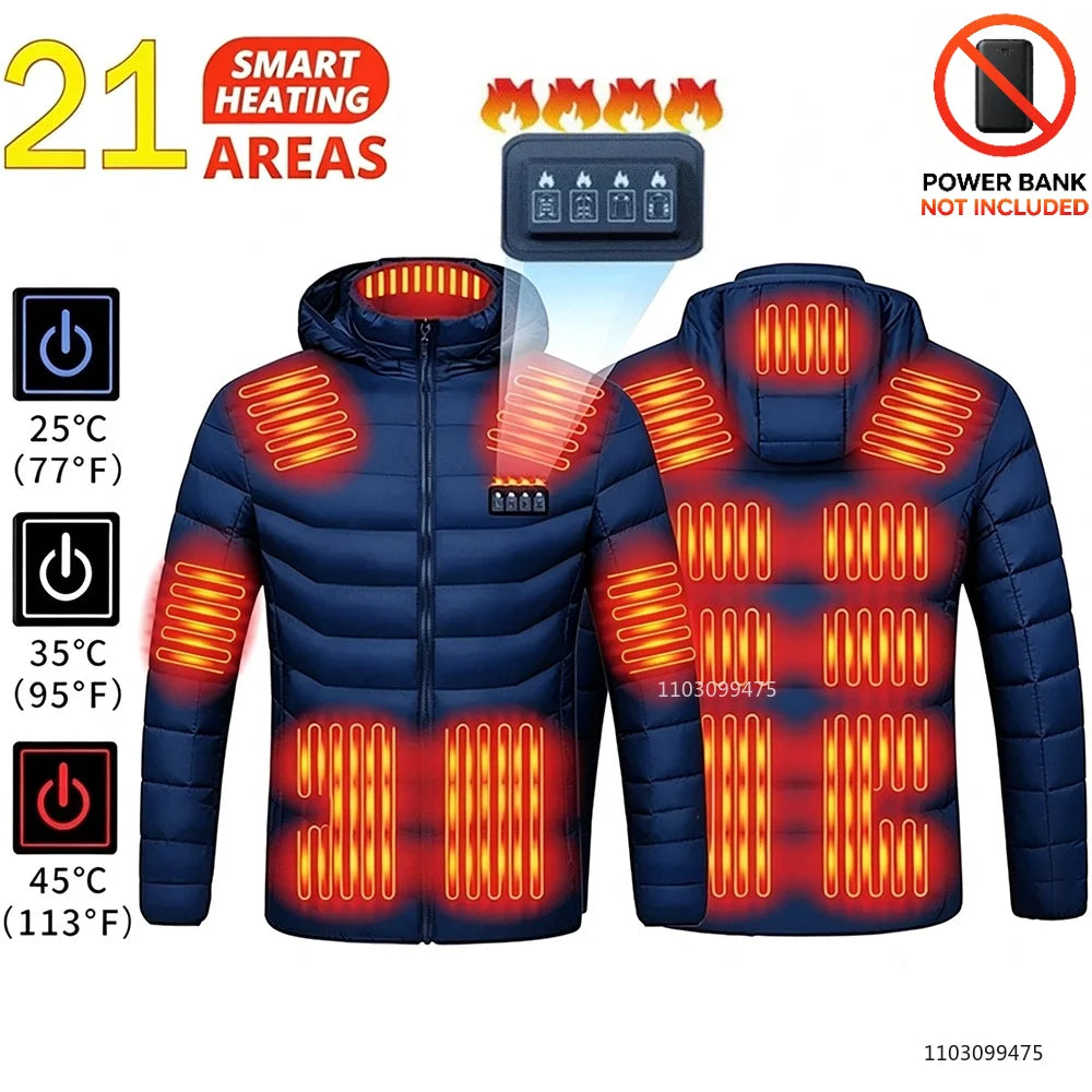 Heated Jacket Men Women USB Electric Self Heating Jacket Winter Coat Warm Hunting Camping  Hiking Skiing Clothing 2-21 Areas