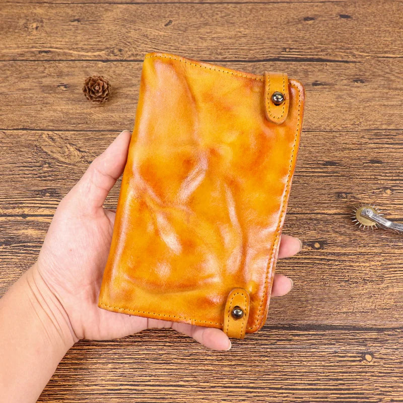 Genuine Leather Wallet Men High Capacity Male Long Money Bag Bifold Purse Phone Pocket Multi-card Ticket Clip Card Holder New