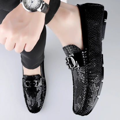 High Quality Men's Fashionable Snake Skin Pattern Comfortable Business Banquet Leather Shoes Spring New Men's Casual Loafers