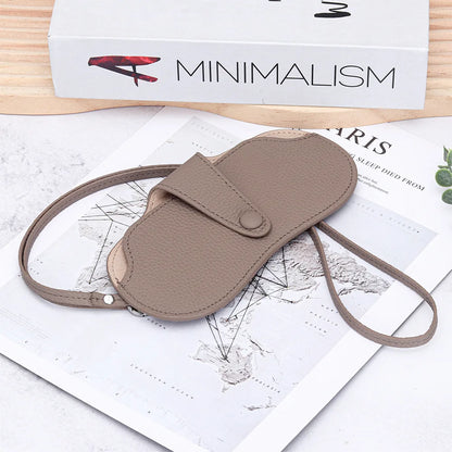 Leather Sunglass Case, Glasses Cases Holder, Portable Soft Leather Sunglasses Bag, Slim Eyeglasses Pouch Men Women with Lanyard
