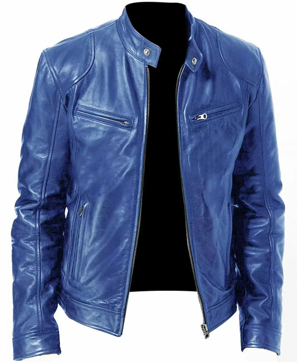 2026 Leather Motorcycle Jacket Men Stand Collar Casual Slim Short-Coat PU Jacket Autumn Winter Windproof Leather Coat Blazer Men