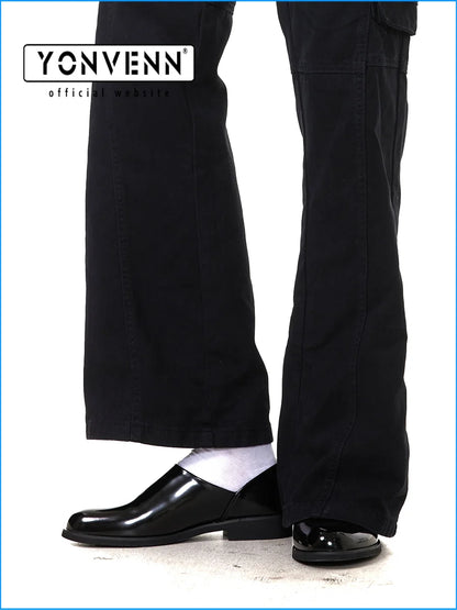 New leather men's shoes versatile for commuting slip in loafers lazy casual leather shoes trendy shiny and simple
