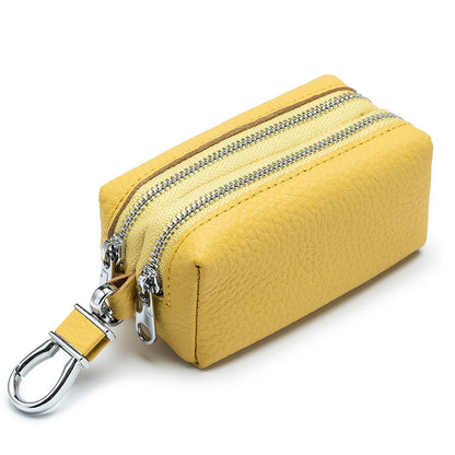 Genuine Top Grain Leather Double Layer Key Case Large Capacity Multifunctional Wallet for Men and Women, Card Holder Coin Purse