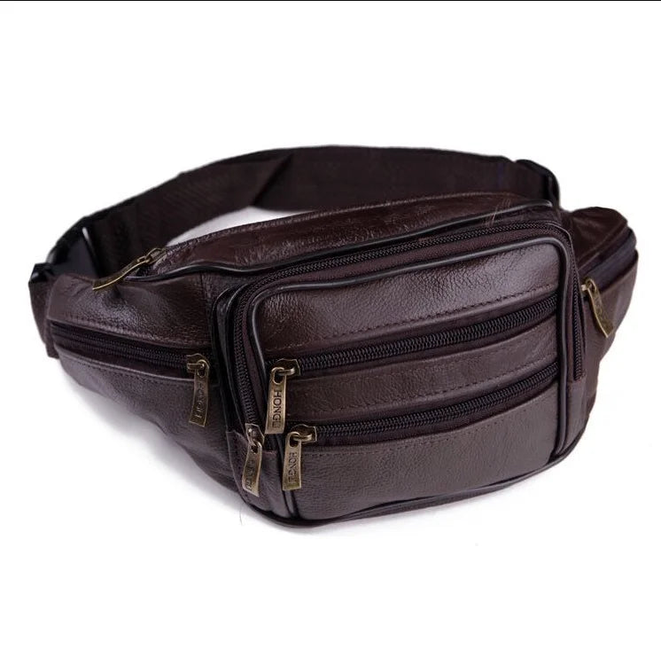 Men's Leather Multi-functional Waterproof Waist Bag - Mobile Phone Wallet Business Cashier Smaller Size