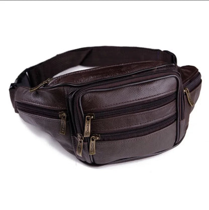 Men's Leather Multi-functional Waterproof Waist Bag - Mobile Phone Wallet Business Cashier Smaller Size