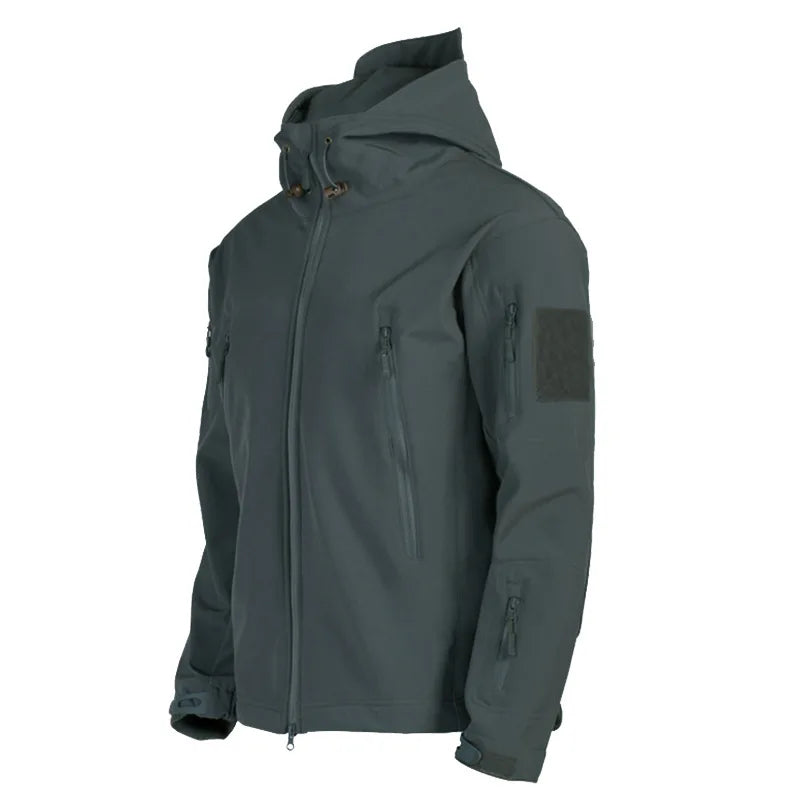Motorcycle Shark Skin Soft Shell Jackets Men Tactical Windproof Waterproof jacket men Combat Jackets Mens Hooded Bomber Coats
