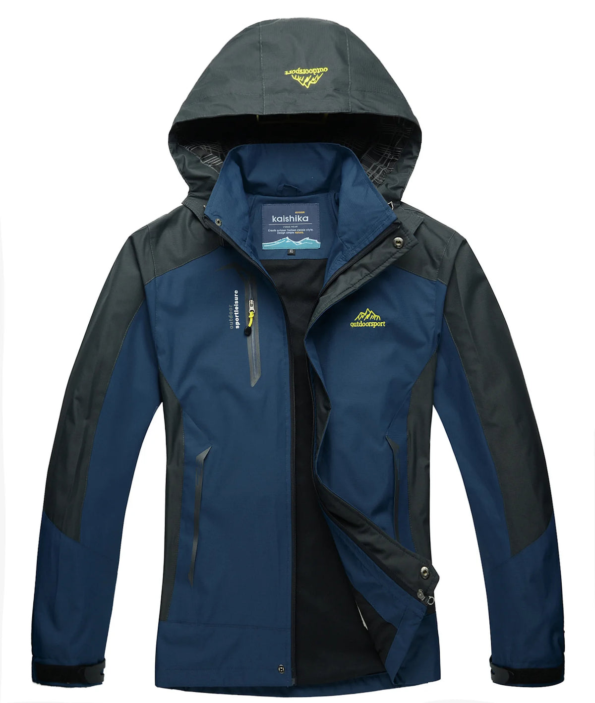 Men's Waterproof Windproof Rain Jacket Hiking Trekking Ski Outdoor Sports Coat Lightweight Packable Hooded Raincoat for Travel