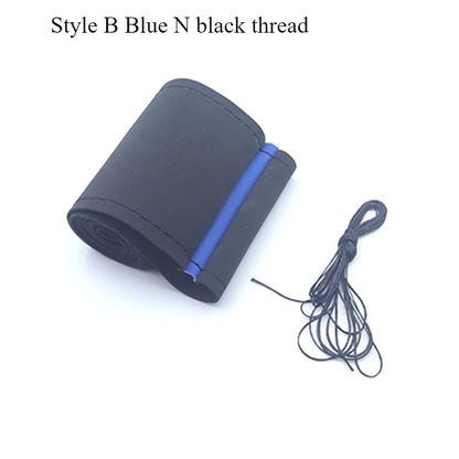 DIY Leather Steering Wheel Covers Soft Fiber Universal Braid Car Steering-Wheel With Needles and Thread Interior Accessories
