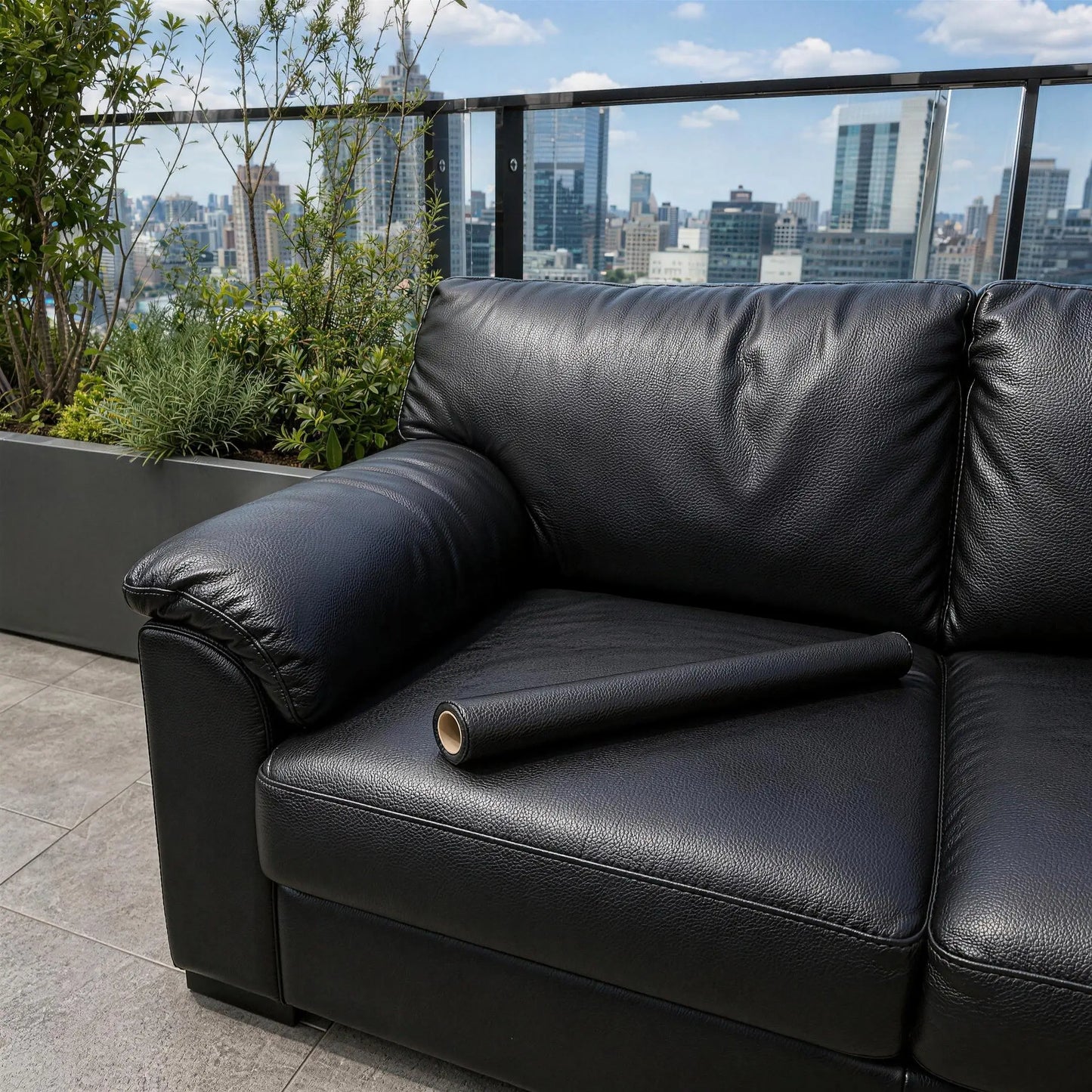 Multiple Widths Available - Self-Adhesive Pu Leather Fabric with a Length of 5m Meters, Waterproof and Wear-Resistant Synthetic Leather Patch, Suitable for Sofa, Car Seat, Furniture, Luggage Repair, and Handmade Decora