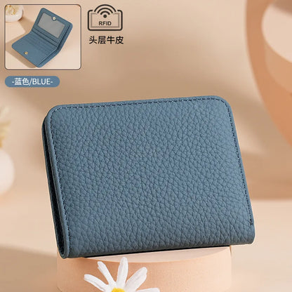 New Genuine Leather Women's Wallet Simple Mini Womens Wallets Card Bag Zipper Small Coin Bag Purse