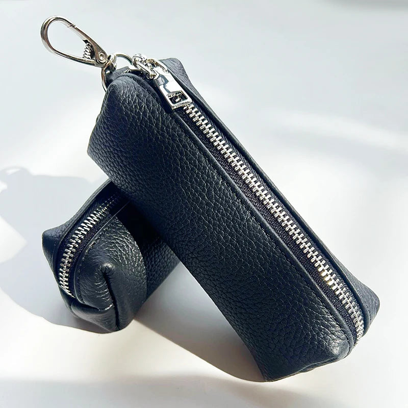 Genuine Leather Large Keychain Change Bag For Men Women Fashion Clutch Key Holder Organizer Coin Purse Coin Change Storage Bag