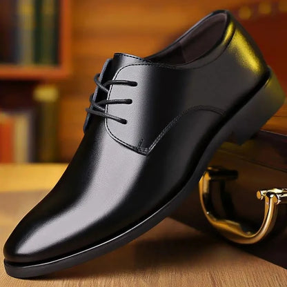 Men Pu Leather Shoes British Business Formal Leather Shoes Trendy Soft Lace-up Shoes Non-slip Comfort Male Daily Office Footwear