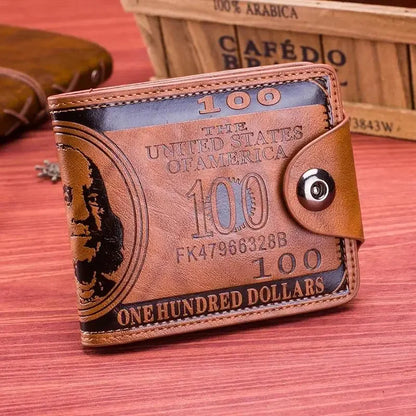 Men's Wallets with 100 US Dollar Pattern Male Photo Card Holder Leather Wallet Fashion Large Capacity Purse Bag