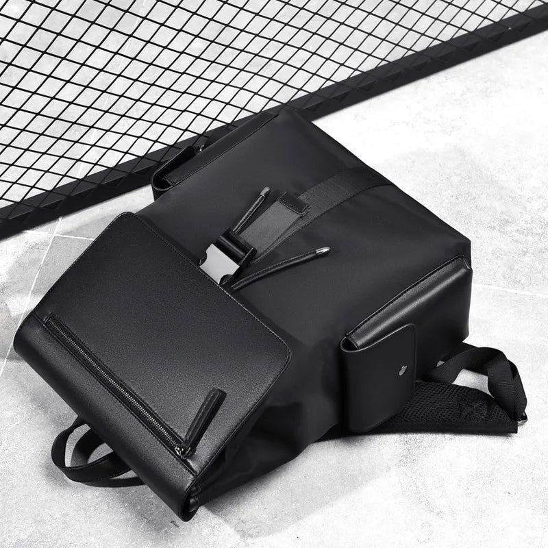 Fashion Business Laptop Backpack Men's Leather Large Capacity College Student Schoolbag Waterproof Travel Boarding Backpack