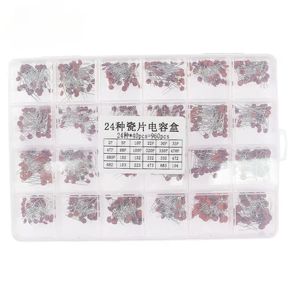 300pcs/960pcs Ceramic Capacitor Kit Set 2pF-0.1uF Electronic Components Capacitor Assorted Kit IC Samples DIY