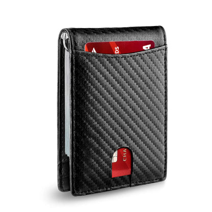 Slim Wallets for Men - Leather Money Clip Mens Wallet - RFID Blocking Front Pocket Bifold Wallet - Minimalist Credit Card Holder