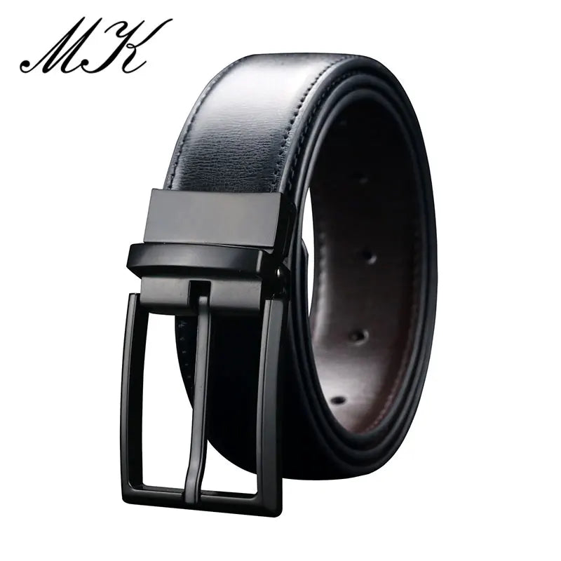 Maikun Designer Pin Buckle Leather Belts For Men Luxury Reversible Coffee Belts Fashion Business Men's Leather Belt