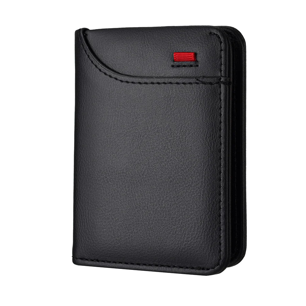 Men Slim Bifold Wallet PU Leather Short Vertical Card Holder Minimalist Multi Card Slots Cash Pocket Portable Purse Wallet