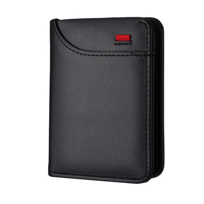 Men Slim Bifold Wallet PU Leather Short Vertical Card Holder Minimalist Multi Card Slots Cash Pocket Portable Purse Wallet