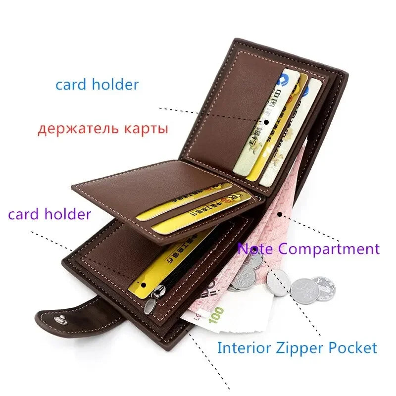 1PC PU Leather Men's Wallet with Hasp Business Card Holder Case Male Short Purse Coin Bag for Men Credit Card Wallets