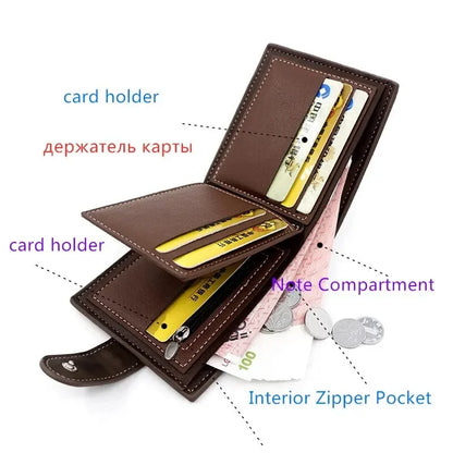 1PC PU Leather Men's Wallet with Hasp Business Card Holder Case Male Short Purse Coin Bag for Men Credit Card Wallets