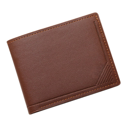 Men's Slim Wallet Short Horizontal Design Multiple Card Slots Large Capacity Soft Leather Business Money Clip