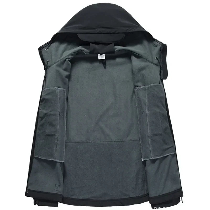 Motorcycle Shark Skin Soft Shell Jackets Men Tactical Windproof Waterproof jacket men Combat Jackets Mens Hooded Bomber Coats
