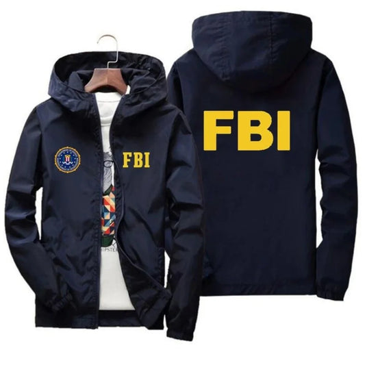 2024 New Men's Jacket High Quality FBI Printed Outdoor Sports Jacket Spring Hooded Windproof Fashion Casual Brand Sports Jacket