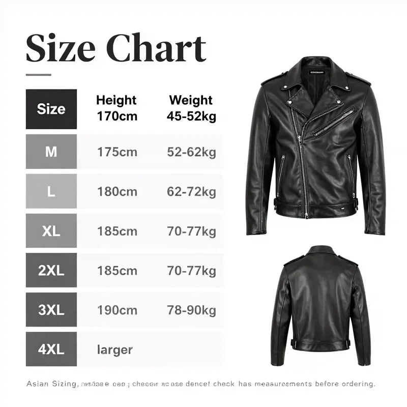 Men's First-Layer Cowhide Leather Jacket Stand Collar Biker Motorcycle Jacket Asymmetrical Zipper Slim Fit