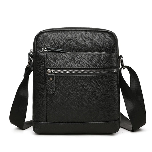 Men's Luxury Designer Genuine Leather Bag Simple Business Casual Shoulder Bag Multiple Pockets Small Crossbody Bags for Men