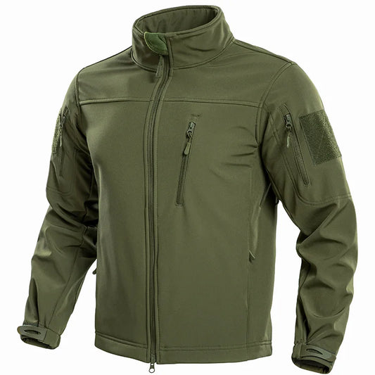 Men's Tactical Softshell Jacket Fleece Lined Water Resistant Windbreaker Military Full Zip Outdoor Coat for Hiking with Pockets
