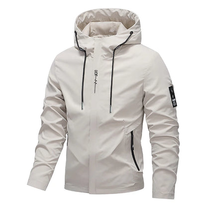 Men Hiking Jacket Spring Autumn Streetwear Fashion Hooded Jacket Casual Zip Up Loose Coat Outdoor Jogging Activewear Windbreaker