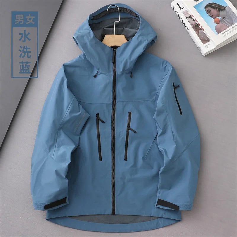 Outdoor Hard Shell Jacket Men Mountaineering Skiing Camping Cycling Jogging Hooded Breathable Waterproof Coat Quality Sportswear
